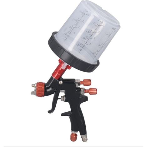 Pistolet à Peinture, HVLP Pistolet pulvérisateur d'air à Alimentation par gravité, Haute Atomisation Pulvérisation pour Voiture Meubles 1.3mm Buse avec Coupelle 600ml (1/5)
