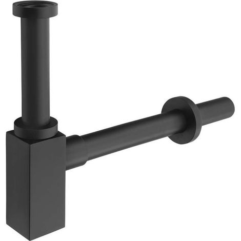 Sapho Sifones - Sifón de lavabo 1 1/4, desagüe 32 mm, cuadrado, negro mate SI415 (1/3)