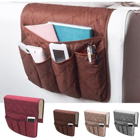 Organisateur Accoudoir - Tissu Pongé Antidérapant pour Canapé et Fauteuil - 5 Poches - Lavable en Machine - 1 Pièce (1/5)
