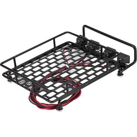 Porte-bagages de toit grand format avec éclairage LED pour voiture RC SCX10 1/10 (4 blancs) (1/5)