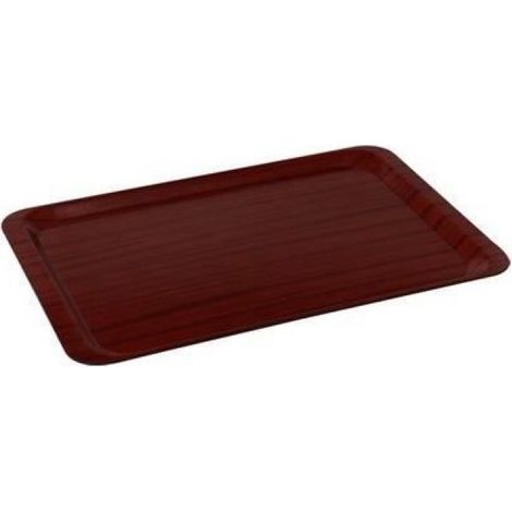 Plateau Rectangulaire GN1/1 - Mélaminé Stratifié Renforcé - Antidérapant - Couleur Acajou - 530 x 325 mm - 1 Pièce (1/4)