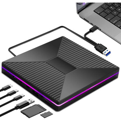 Lecteur/graveur CD/DVD externe multifonctionnel portable en 1 Cuich (1/5)