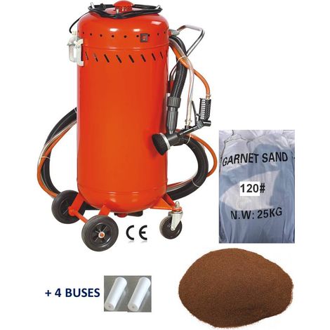 Combiné Sableuse Aérogommeuse Aspirateur mobile 106L + 4 Buses 7mm + Sac 25kg Abrasif Garnet 120A+ (1/3)