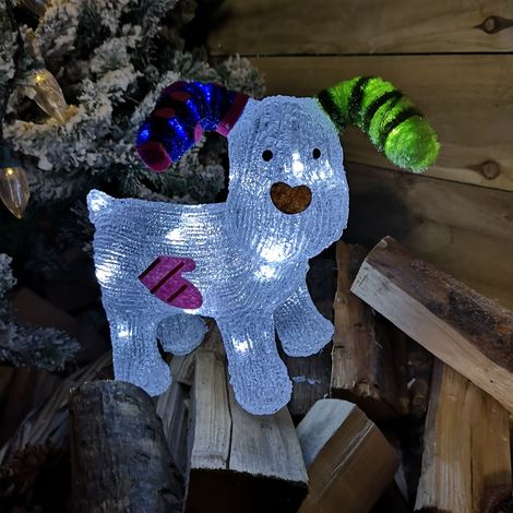 31cm The Snowman Acrylic Snowdog Christmas Decoration with 24 Ice White LEDs (1/6)