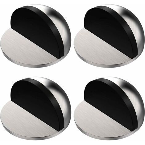 4 Pcs Silver Door Stops, Adhesive Door Stopper, Stainless Steel Door Stoppers with Stickers, No Drilling Needed, for Home and Office (1/4)