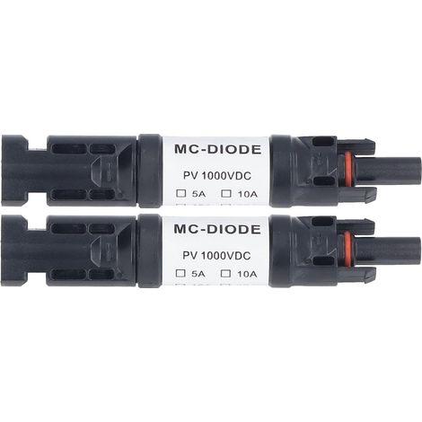 Ej.Life MC-D 2er-Pack Solar-PV-Stecker 1000 V integrierte Anti-Reverse-Diode IP68 wasserdicht für Solarpanel-Anschluss (30 A)