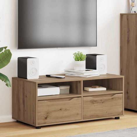 Meuble TV Chêne artisanal 100 x 48 x 43 cm Bois d'ingénierie vidaXL (1/5)