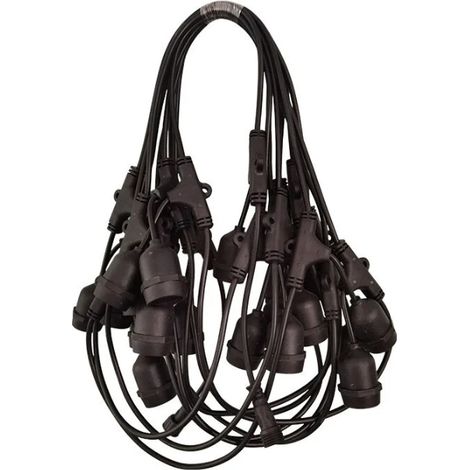 Guirlande lumineuse d'extérieur noire avec 20 douilles E27, câble rond, rallonge guirlande lumineuse, câble de raccordement , longueur 10m. (1/5)