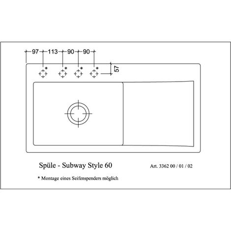 Villeroy & Boch 336202R8 EB-SP Subway Style 60 1000x510mm