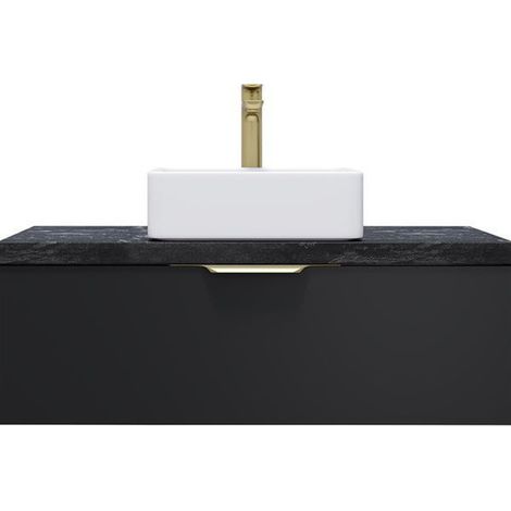 Meuble de salle de bain suspendu vasque à poser 90cm 1 tiroir Noir - Venice (1/5)