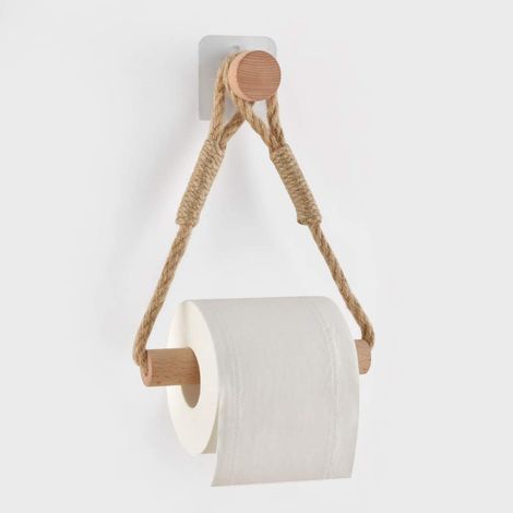 Porte-papier toilette décoratif en corde industrielle pour salle de bain (1/5)