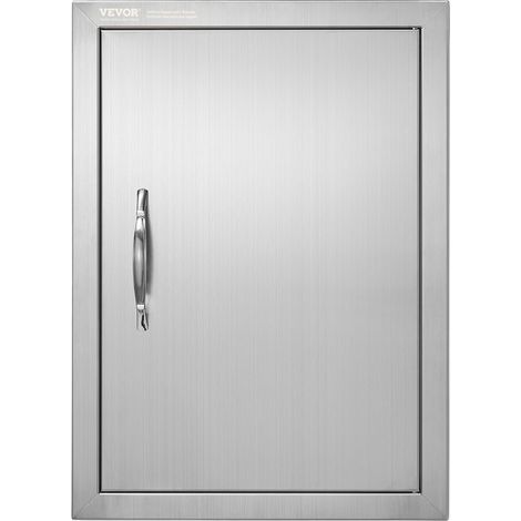 Porte d'Accès pour Barbecue, Porte de Cuisine Extérieure 407x559x46 mm, Porte Encastrée en Acier Inoxydable Réversible, avec Poignée, pour Îlot de Barbecue, Placard Extérieure, Grillage (1/5)