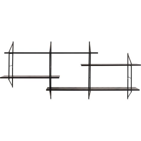 Etagère murale en bois et métal L191cm - Noir - TOCRO (1/5)