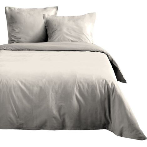 Housse de couette en coton 200 x 200 cm uni Edenne ivoire