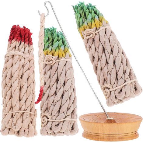 Räuchergefäß-Set mit Seil, aromatischer Räucherhalter, Räuchertablett mit Seilräucherwerk – 18,00 x 7,00 x 7,00 cm (1/4)