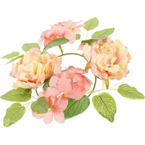 Couronne de bougies pour piliers, décoration florale artificielle, 4 pièces (1/5)