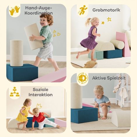 Toboggan d'intérieur pour bébés avec housse amovible, set de jeu rampant et glissade pour tout-petits (1/5)