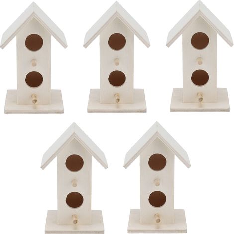 GARRYFIZH Nichoir en bois pour oiseaux, 5 pièces, Cage de nidification résistante aux intempéries pour jardin, pinson, mésange