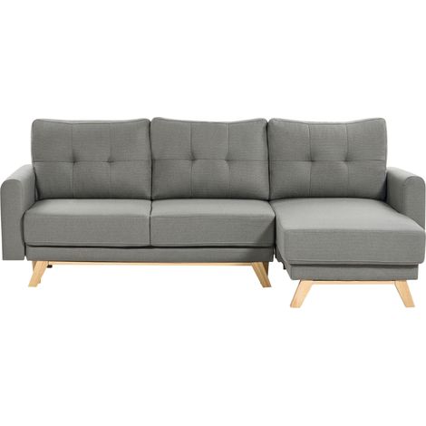 Sofa Bed 3 Seater SIRO Fabric Grey with Storage Left Hand