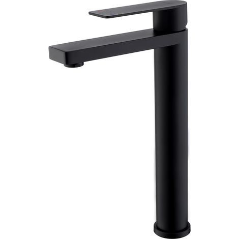 Robinet Salle Bain mitigeur lavabo salle de bain haut noir mat avec bec hauteur 250mm à poignée carré mitigeur xl vasque à poser (1/5)