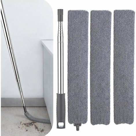 Dépoussiéreur pour interstices avec manche télescopique + 3 chiffons en microfibre. Pour nettoyage sous réfrigérateurs, meubles et appareils électroménagers. (1/5)