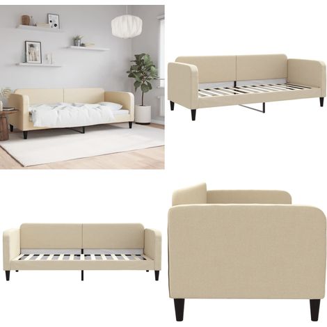 Letto da Giorno Crema 80x200 cm in Tessuto - Divano letto - Letto in tessuto