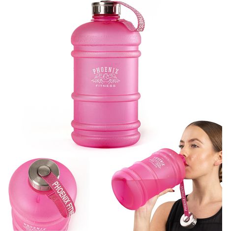Auslaufsichere Sport-Trinkflasche mit Griff und Tragegurt für Zuhause, Fitnessstudio, Reisen und Outdoor-Aktivitäten: pink, 2 l (1/5)