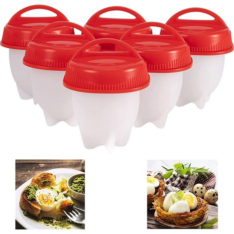 Silicone Egg Cooker, Hard Boiled Egg Maker 6 Pieces Silicone Egg Poachers, Boiled Egg Cooker without Shell, BPA Free Non-Stick Egg Poacher, Fast Poaching Egg Cooker for Hard Boiled Eggs (1/5)