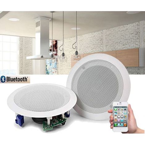 COPPIA CASSE ALTOPARLANTI AUDIO BLUETOOTH SOFFITTO INCASSO CASA UFFICIO 20W