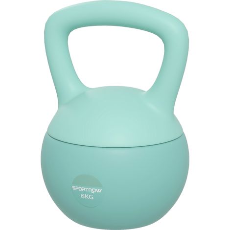 Kettlebell 6 kg haltère avec poignée antidérapante pour fitness musculation cardio, 19 x 19 x 28 cm vert (1/5)
