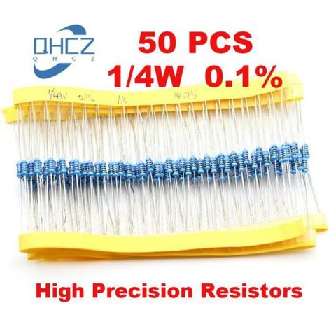 500 ohms - Résistances de haute précision, 0.1%, 1-4W, 0.25W, 0.1% millièmes, 50 pièces (1/3)