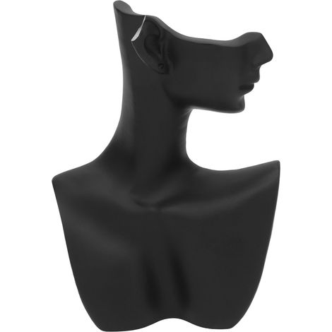 Présentoir buste noir résine élégant pour bijoux, support mannequin pour collier et boucles d'oreilles, vitrine de magasin (1/5)