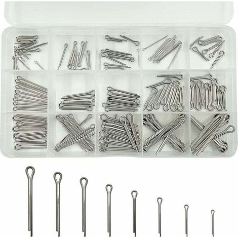 150 Pièces Goupilles Fendues en Acier Inoxydable Goupilles Fendues de Sécurité Fixations Mécaniques 15 Goupilles Fendues en Métal de Différentes Tailles Avec Boîte D'assortiment,Adélala,de DEBUNS (1/5)