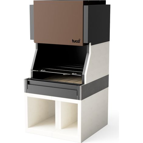 TUOZI - Barbacoa de Obra para Leña y Carbón Modelo KITAWAY La Valenciana (Gris/Blanco - 100 x 100 x 220 cm) REF: T01094 - Uso en Exteriores (1/5)