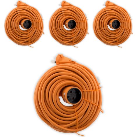Zenitech – Lot de 4 prolongateurs 16A H05VV-F 2x1,5mm² 40m – Cordon orange pour chantiers extérieurs – Puissance 3680W – Tension 230V - HO5VV-F