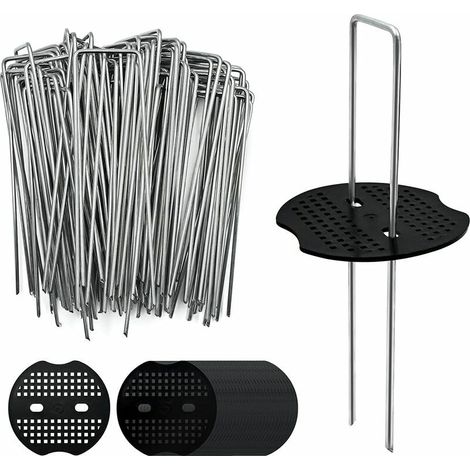 Staples Piquets De Paysage - En Acier Galvanisé - Forme En U - Pointe Oblique - 15 X 4 Cm - Pour Bâche Anti-Weed Et Tentes - Lot De 100 (1/5)