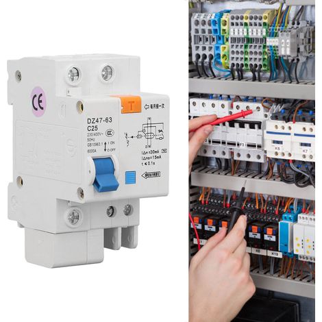 Disjoncteur différentiel miniature DZ47LE-63 C25 1P+N 25A, dispositif différentiel résiduel 30 mA 230 V/400 V, structure technique respectueuse de l'environnement (1/5)