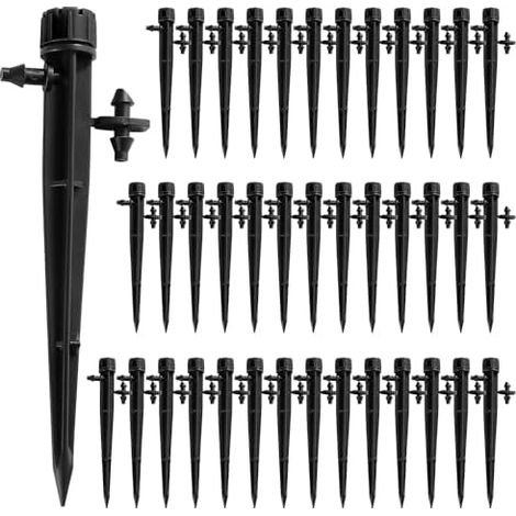 40 Pièces Goutteur Irrigation Réglable, 360 Degrés 8-Trou Micro Asperseur Goutte à Goutte pour Tube 4/7mm, Goutteur d'irrigation Insertion, Noir (avec Connecteur)