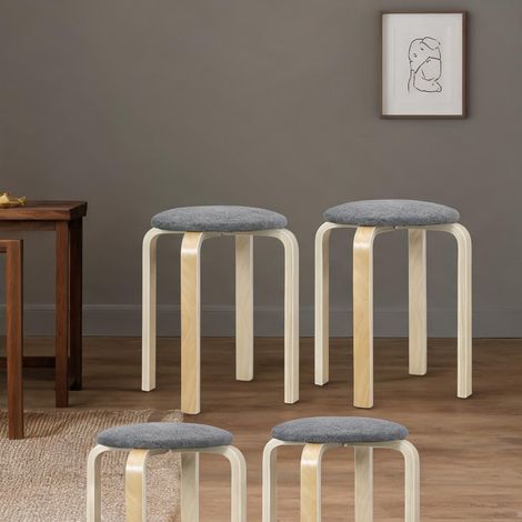 Tabourets de bar empilables gris ardoise en bois et tissu effet (1/5)