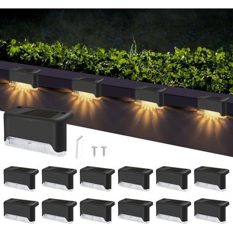 12 Piéces Lampes Solaires Pour Escaliers Extérieurs, Étanche Lampes Solaires Pour Clôtures Extérieures, Blanc Chaud, Led Lampe Solaire Exterieur Pour Clôture, Escalier Extérieur, Marches, Cour (1/5)