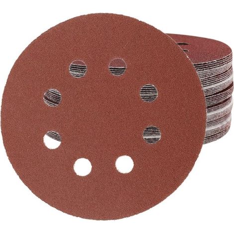 125mm sandpaper disc, 80 grit, 50 discs per pack, 8 holes, suitable for random track sanders. (1/4)