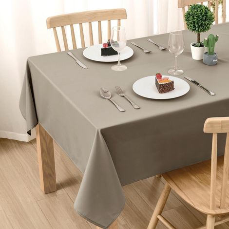 Tischdecke 140x260cm Taupe Wetterfest Abwaschbar Rechteckig für Innen & Außen