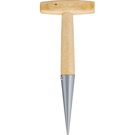 Piantatore per bulbi da 27 cm con punta in acciaio – piantatore manuale con manico in legno massello – attrezzo da giardinaggio per adulti, marzo (1/4)