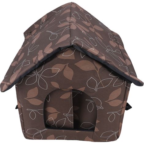 Decdeal Maison d'extérieur pour chat, tissu imperméable, isolé contre les intempéries, abri pour animaux de compagnie, chien pour animaux de compagnie extérieurs en hiver