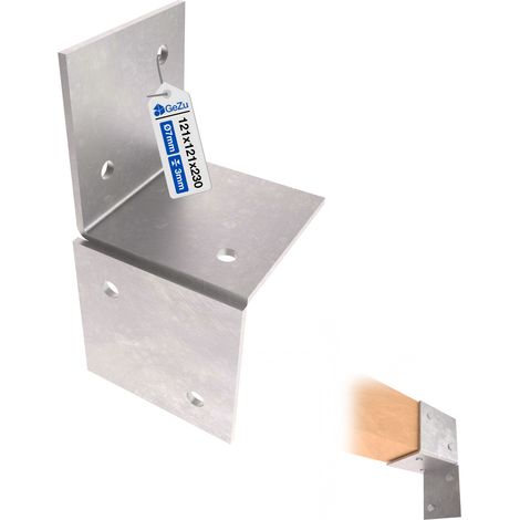 Support mural pergola 121 x 121 mm – Galvanisé à chaud – Connecteur plat robuste pour poutres bois et poteaux – Fixation solide connexion d'angle 90° – GeZu Impex