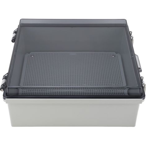 Boîtier électrique externe avec boîtier en plastique étanche IP67, couvercle transparent et boucle en acier inoxydable, 13×13×5,1 pouces. (1/5)