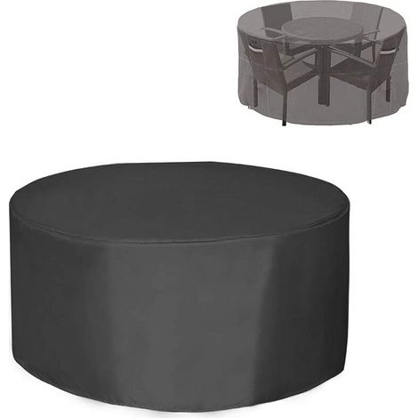 Garden Table Cover, Waterproof Tarpaulin, Protective Cover for Garden Furniture and Winterizing Garden Furniture (230 cm x 110 cm, Round)