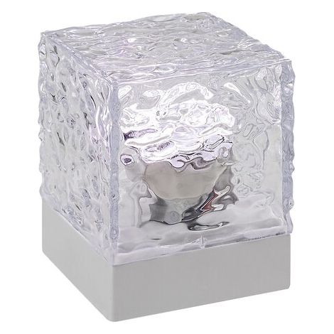 Dekorative Tischleuchte weiß mit transparentem Lampenschirm, quadratisch, Akku, Fernbedienung, dimmbar, RGB-LED, 1 W, cubiko, Rabalux (1/5)