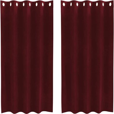 Cortinas opacas 2 uds. Rojo vino 140 x 175 cm Terciopelo vidaXL