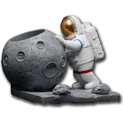 Astronauten-Stiftehalter aus Kunstharz, Astronautenfigur, Kunststatue, Dekoration für Zuhause, Bücherregal, Büro, Schreibtisch, Geschenk